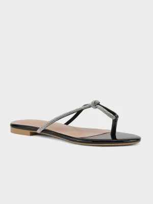 Womens "FUXIA" Embellished Flat Slippers